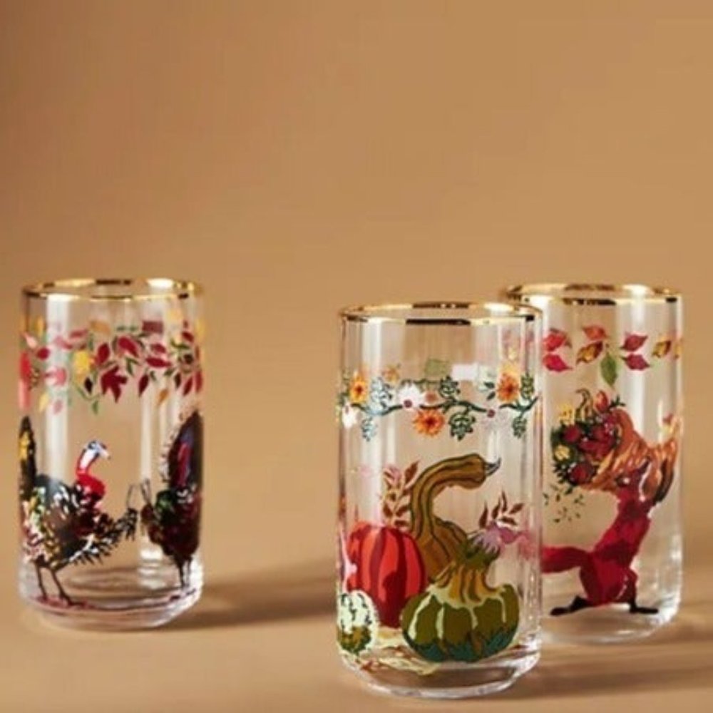 Anthropologie juice glasses Christmas